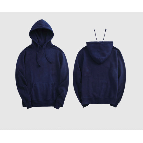 Navy Blue Hand Dye Pullover with Hoodie Soft Cotton Unisex S/M/L/XL Jumper Sweater Shirt