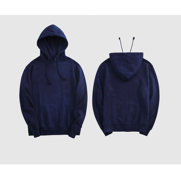 Navy Blue Hand Dye Pullover with Hoodie Soft Cotton Unisex S/M/L/XL Jumper Sweater Shirt