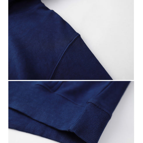 Navy Blue Hand Dye Pullover with Hoodie Soft Cotton Unisex S/M/L/XL Jumper Sweater Shirt