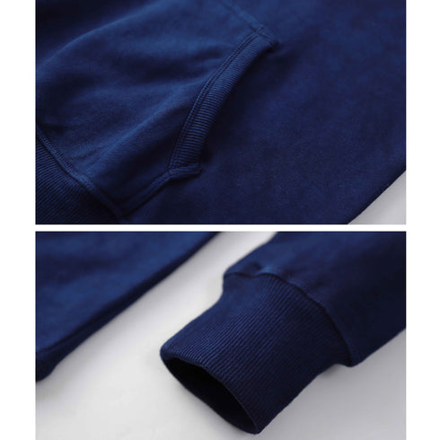 Navy Blue Hand Dye Pullover with Hoodie Soft Cotton Unisex S/M/L/XL Jumper Sweater Shirt